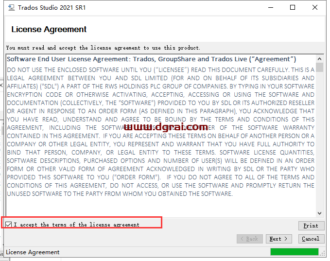 SDL Trados Studio 2021 v16.1.7.4397安装教程