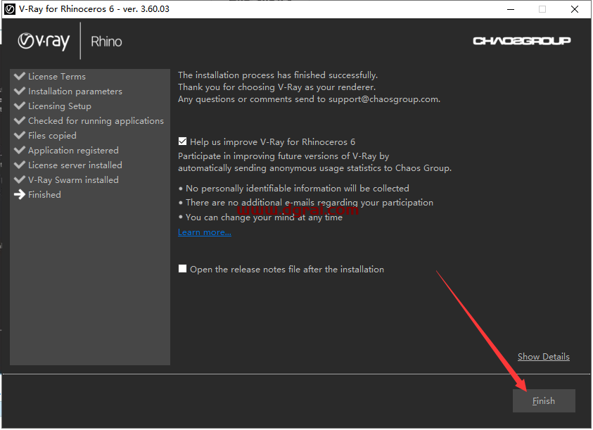 VRay 3.60.02 for Rhino 6 汉化版安装教程