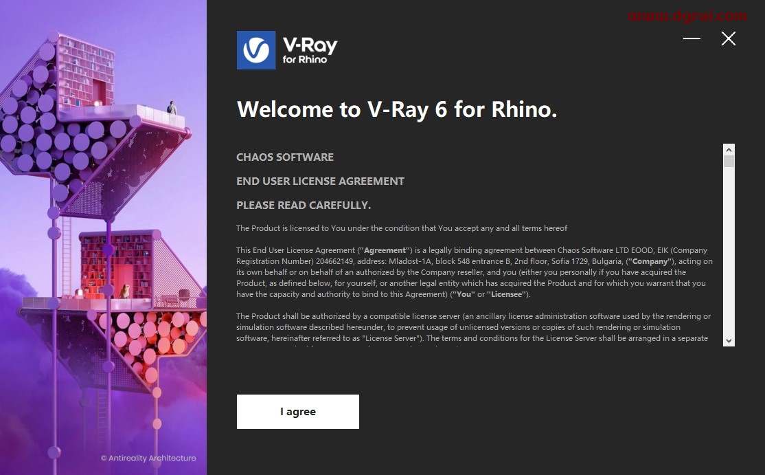 【VRay for rhino渲染器】V-Ray 6.00.00 for Rhino 6-8英文版安装教程