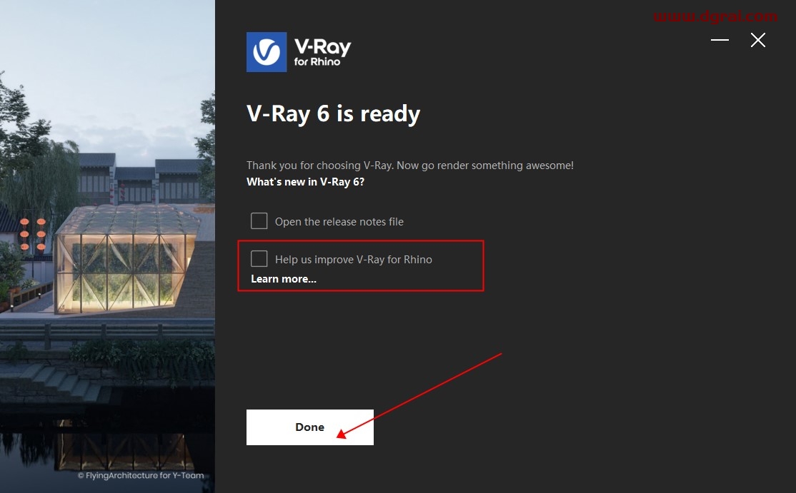 【VRay for rhino渲染器】V-Ray 6.00.00 for Rhino 6-8英文版安装教程
