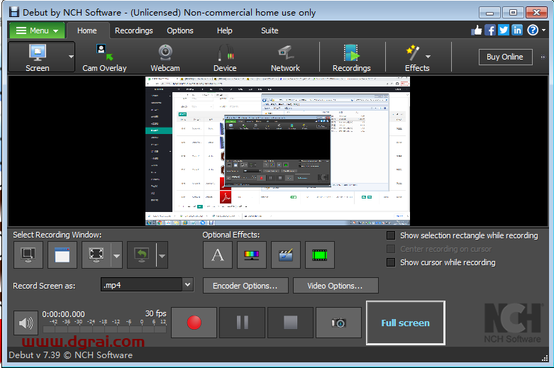 Debut Video Capture Software (屏幕录制软件) V7.39下载与安装教程