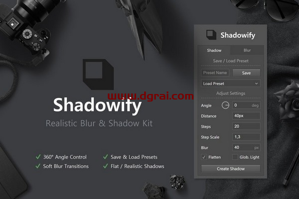 ps长投影插件 Shadowify v1.0【附安装教程】简体中文汉化版下载