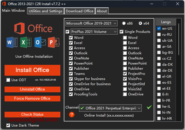 Office 2013-2021 C2R Install英文版(Office下载工具) v7.7.2.0