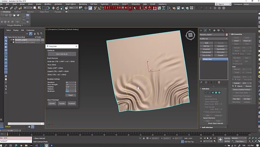 PolyCloth 2.05 for 3Dmax2016-2023【3Dmax真实布料模拟插件】英文免费版下载与安装教程