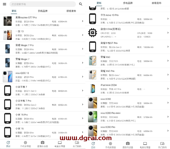 手机性能排行(安卓APP)--一款可以横向对比所有手机性能配置的Android应用