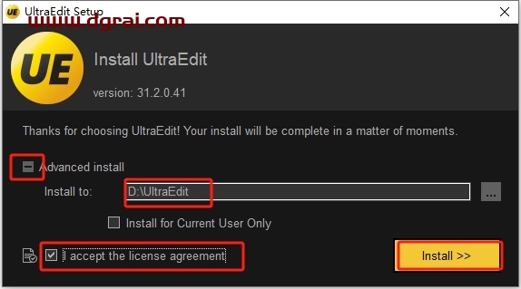 UltraEdit 31.2安装包下载与安装教程