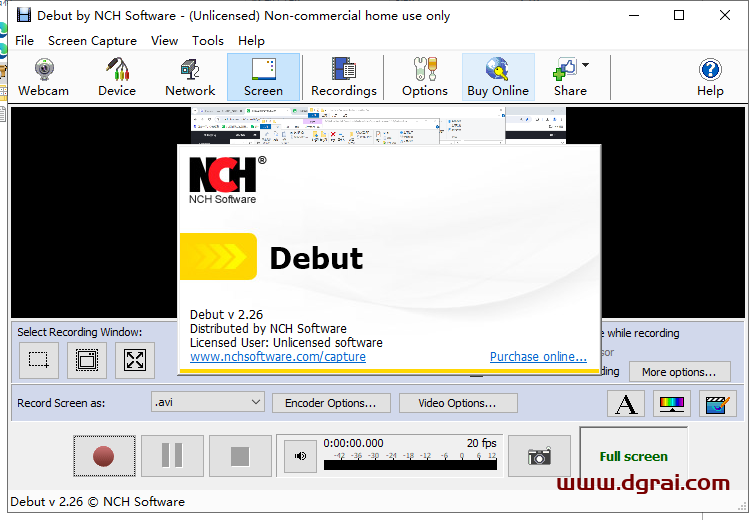 Debut Video Capture Software (屏幕录制软件) V2.26绿色版下载与安装教程