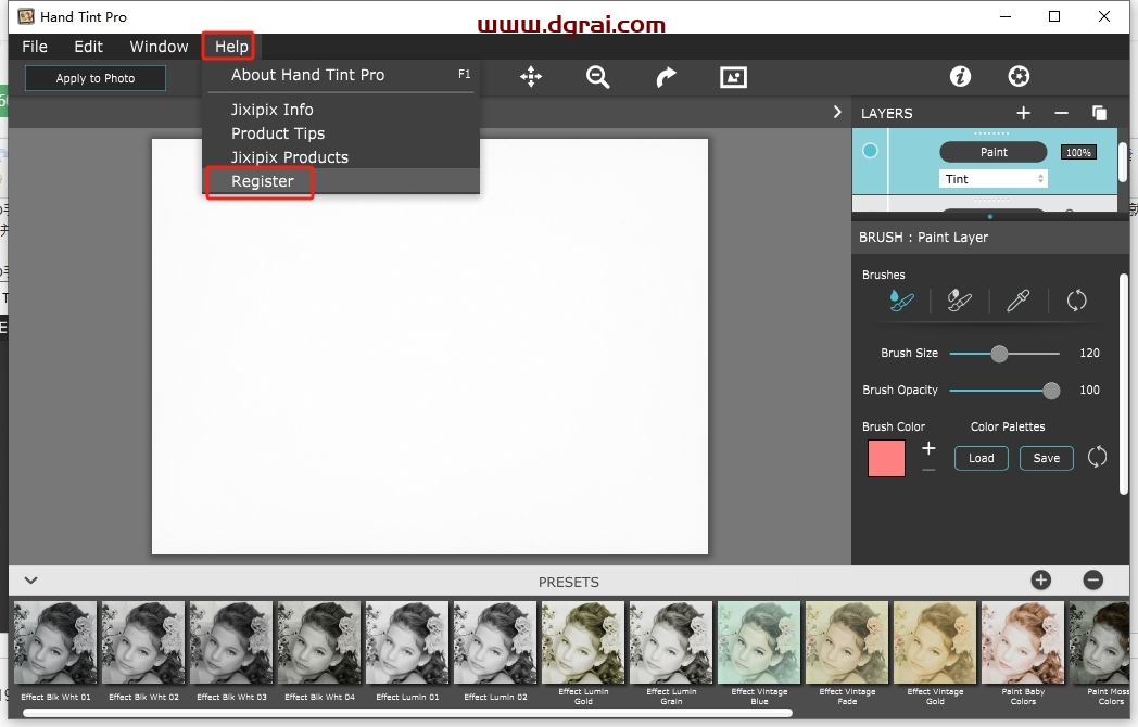 JixiPix公司Photoshop手绘摄影插件Hand Tint Pro V1.04 免费版下载与安装教程